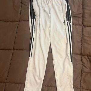 Adidas White Track Pants with Black Stripes